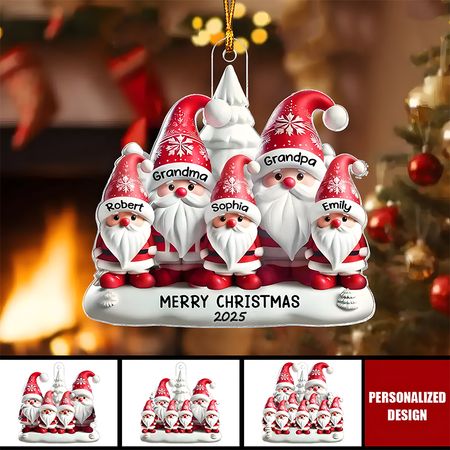 Personalized Family Christmas Gnome Ornament – A Perfect Keepsake for 2025!